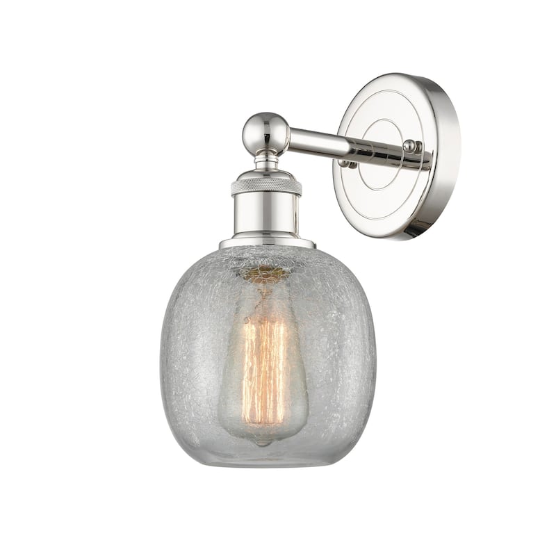 Innovations Lighting 616-1W-12-6 Belfast Sconce Belfast 12" Tall Wall - Polished Nickel / Clear Crackle