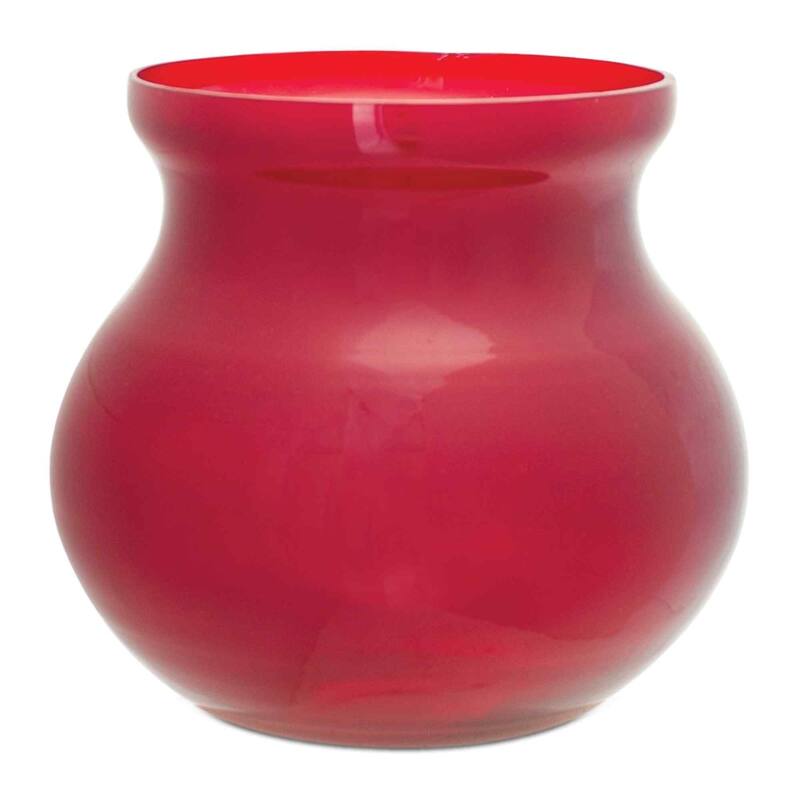 Set of 2 Red Round Decorative Glass Vases 6"