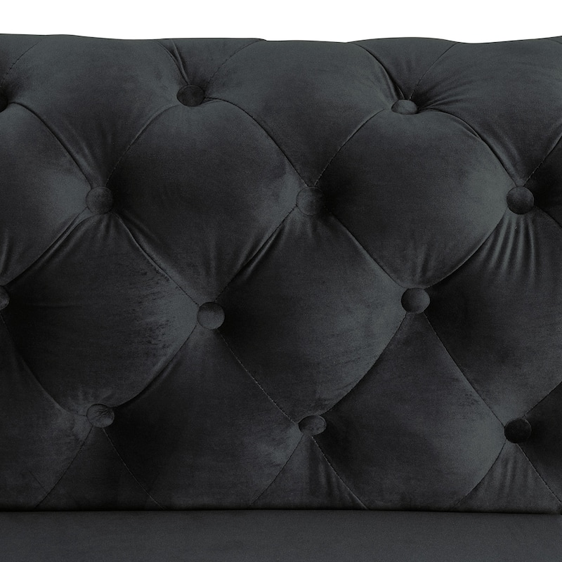 Morden Fort Modern Velvet Sofa with Button Tufted,Solid Wood Frame and Iron Legs