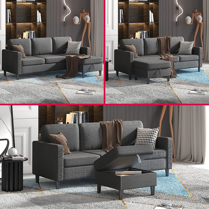 Mixoy 78"Sectional Sofa with Ottoman, Free Combination L Shaped Sofa Couch Set