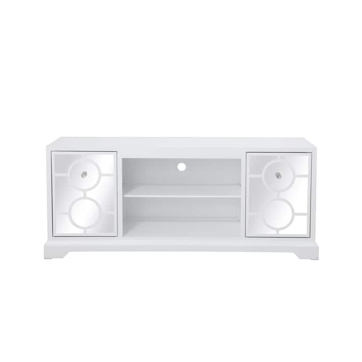 60 in. mirrored TV stand cabinet - White