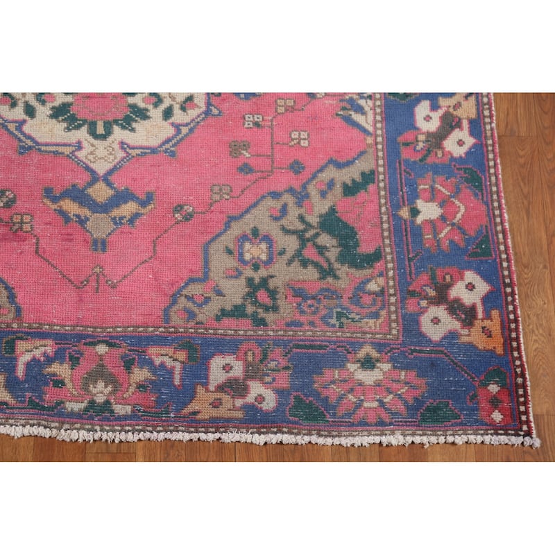 Pink Bakhtiari Persian Vintage Area Rug Hand-Knotted Wool Carpet - 4'10"x 9'6"