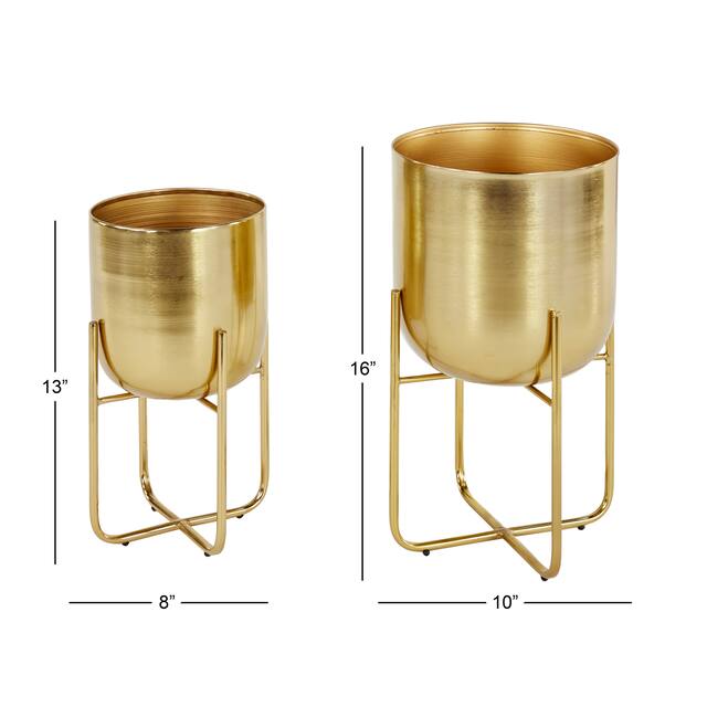 Iron Glam Contemporary Planter (Set of 2) - S/2 16", 13"H