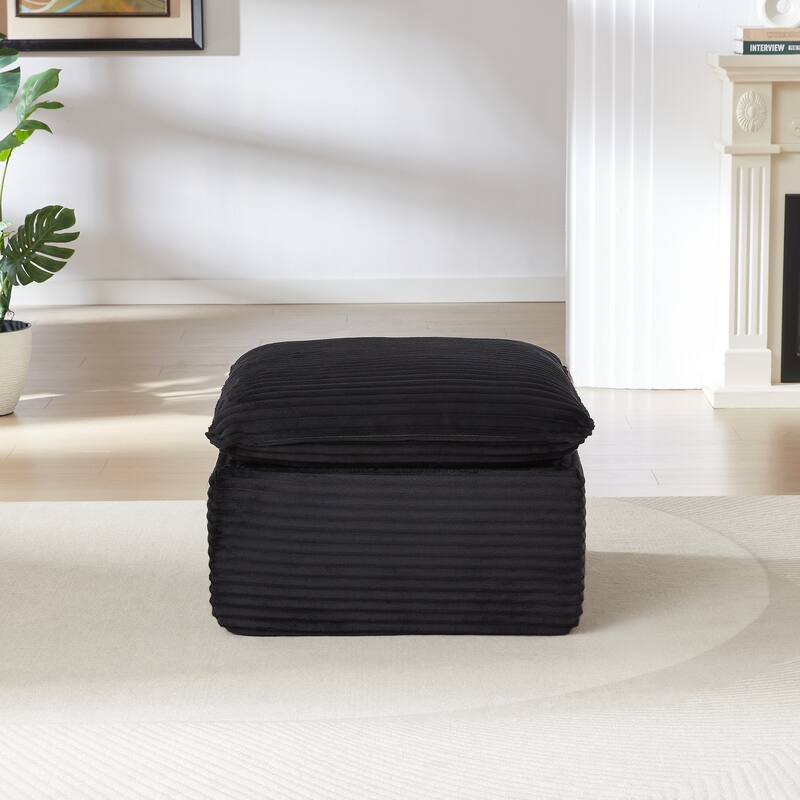 Modern corduroy cloud sofa, can be freely combined and has a comfortable sitting experience - Black