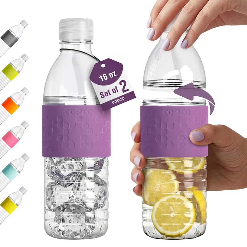 Copco Hydra BPA Free Tritan Water Bottle Set Leak Proof & Dishwasher Safe - Purple