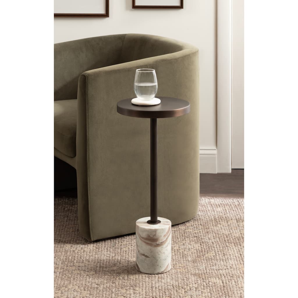 Kate and Laurel Hescott Metal and Marble Pedestal Table