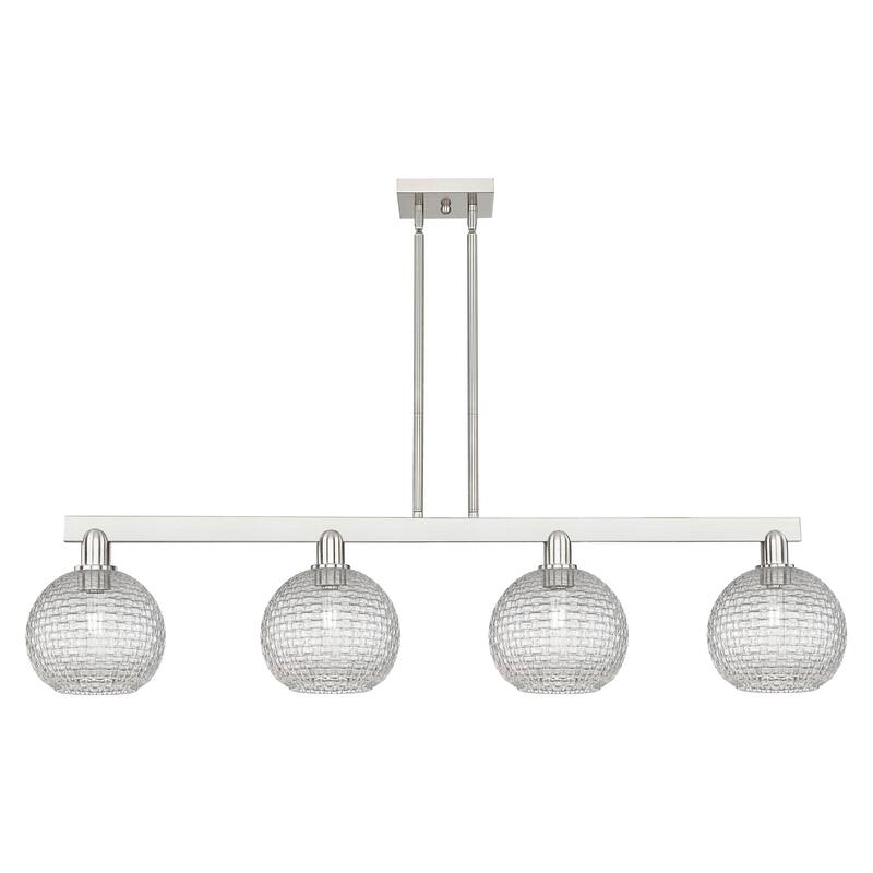 Innovations Lighting Endless Possibilities Arcadia - Athens - 4 Light 51" Basketweave Stem Hung Island Light - Brushed Satin Nickel