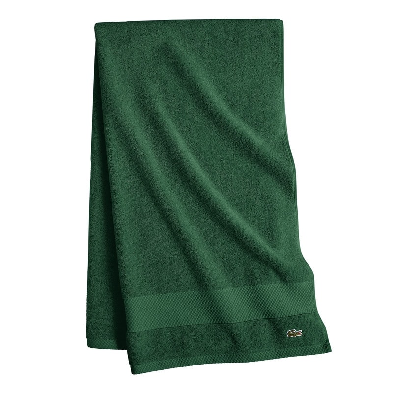 Lacoste Heritage Supima 100% Cotton Bath Towel, Hand Towel, Wash Cloth, and Bath Sheet - Croc Green - Bath Sheet