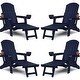 preview thumbnail 29 of 52, WINSOON All Weather HIPS Folding Adirondack Chair with Ottoman, 5-Gear Adjustable Backrest and Retractable Ottoman Set of 4 Navy Blue x4