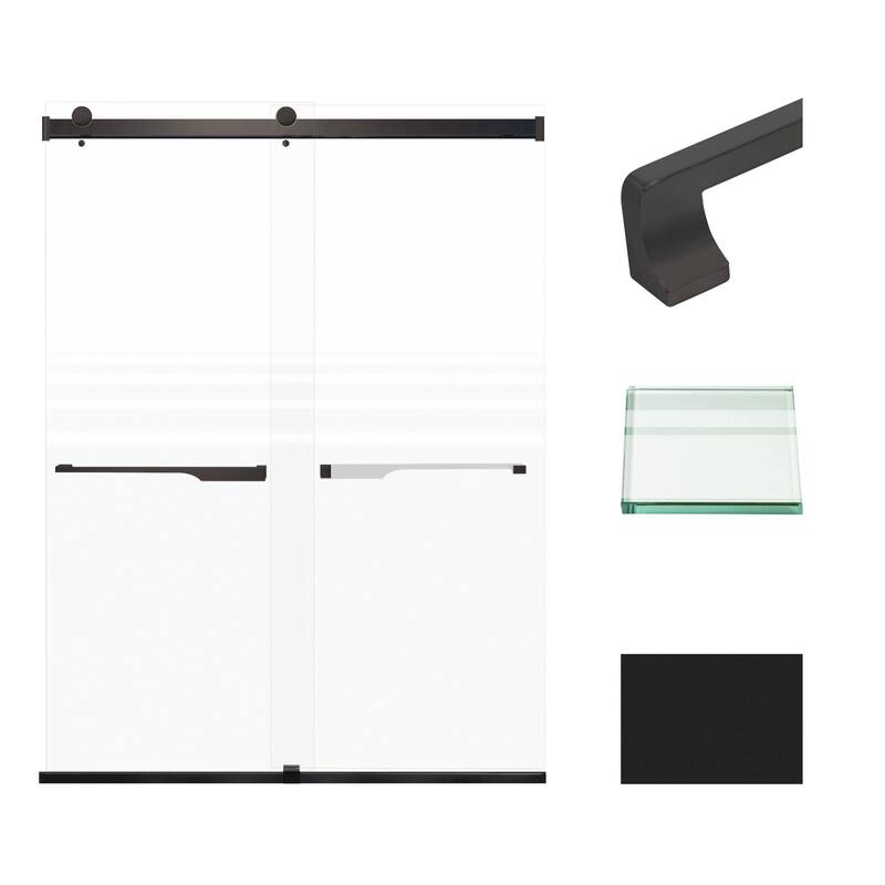 Transolid BRP608008F-J 80" High x 60" Wide Bypass Frameless Shower - Matte Black