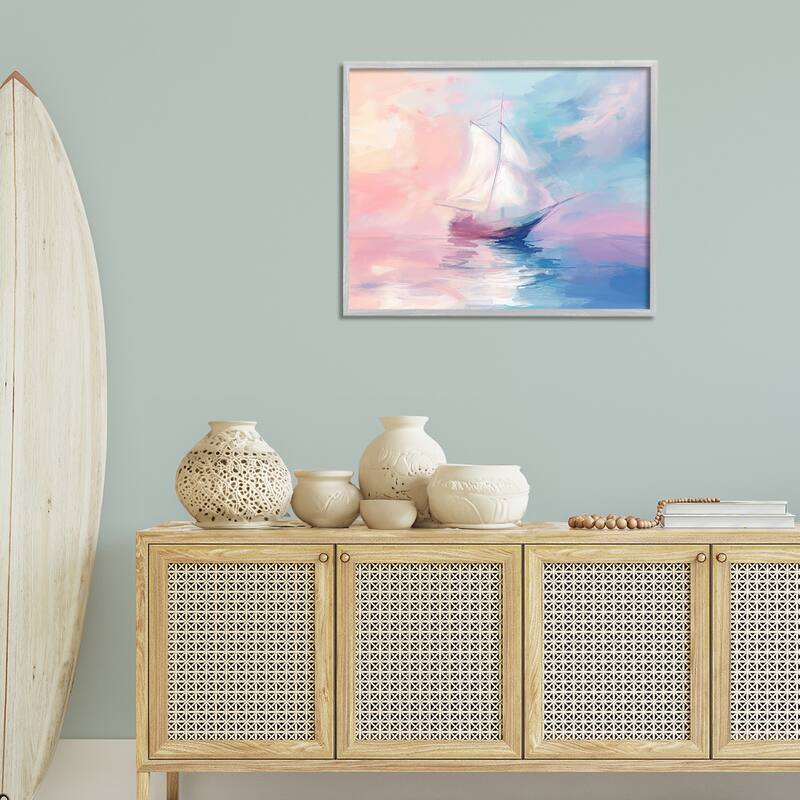 Stupell Soft Pastel Sea Vessel Framed Giclee Art Design By Arlington Prints