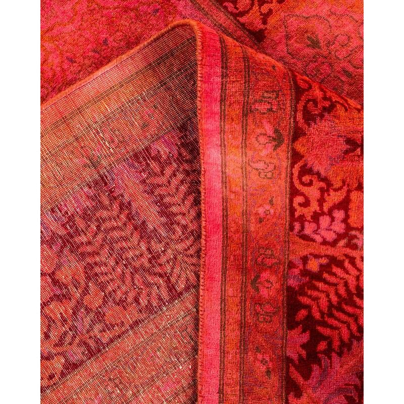 Overton Hand Knotted Wool Vintage Inspired Modern Contemporary Overdyed Pink Area Rug - 6' 2" x 9' 2"
