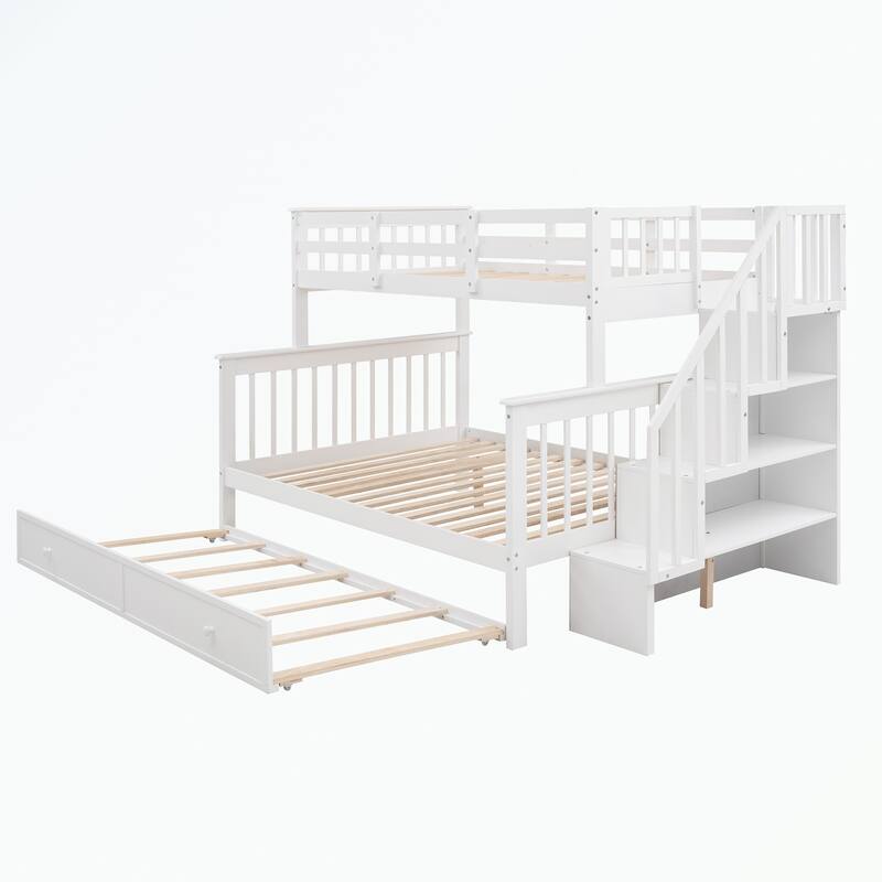 Stairway Twin-Over-Full Bunk Bed with Twin size Trundle