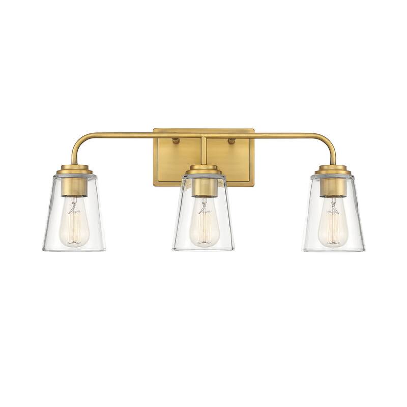 Meridian M80044 3 Light 24" Wide Bathroom Vanity Light with Tapered - Natural Brass