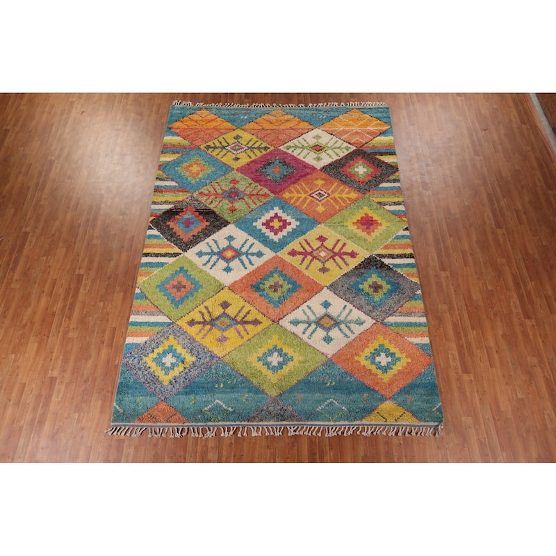 All-Over Trellis Moroccan Oriental Area Rug Handmade Wool Carpet - 8'11" x 12'3"