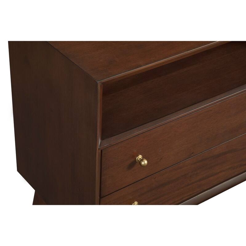 Alpine Furniture Flynn Large 2 Drawer Nightstand, Walnut