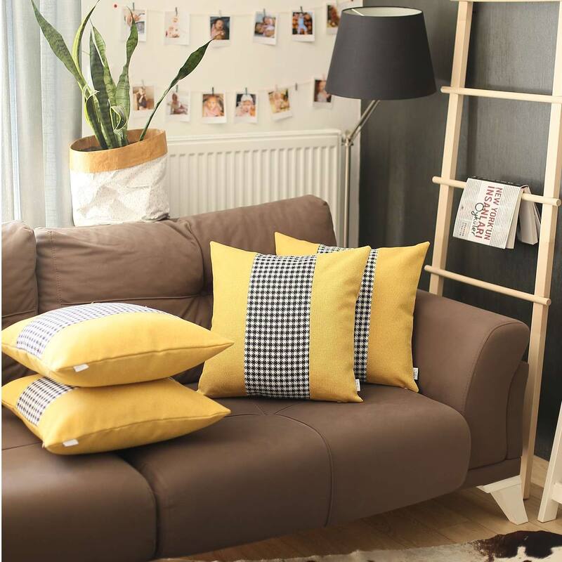 Set Of 4 Yellow And Black Houndstooth Pillow Covers Bed Bath & Beyond