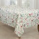 Candy Cane Tablecloth With Christmas Foliage Design
