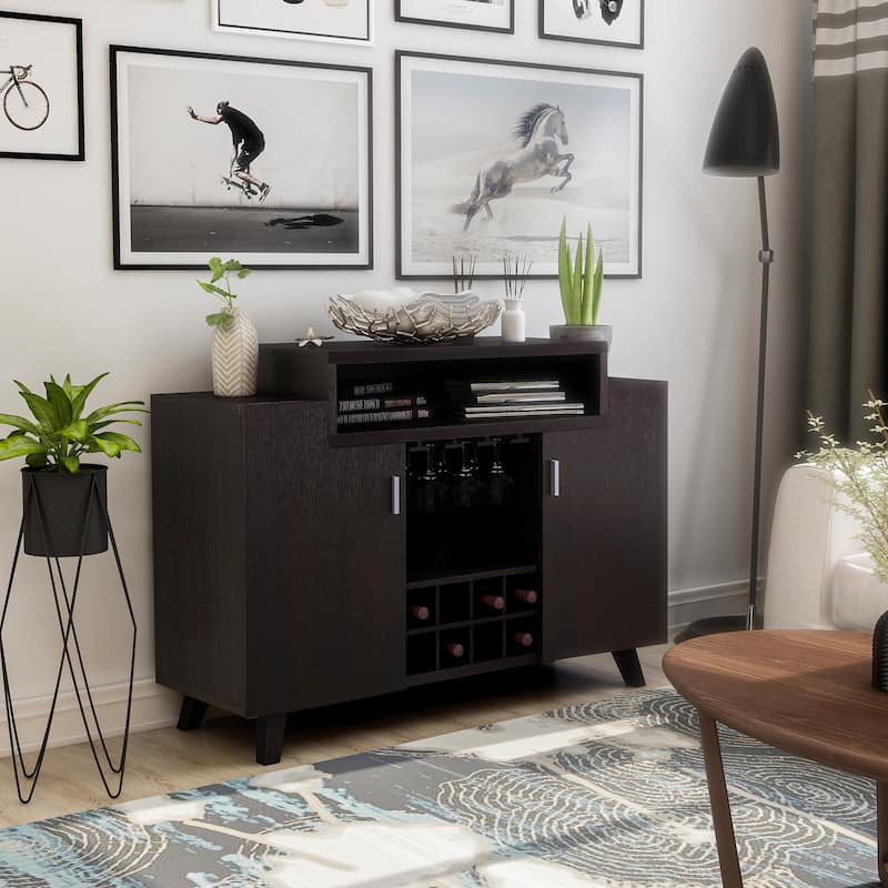 Furniture of America Hafley Contemporary 8-shelf Wine Cabinet Buffet