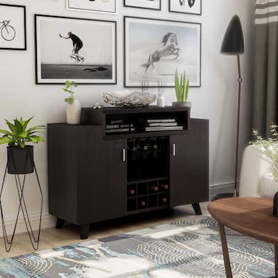 Furniture of America Hafley Contemporary 8-shelf Wine Cabinet Buffet