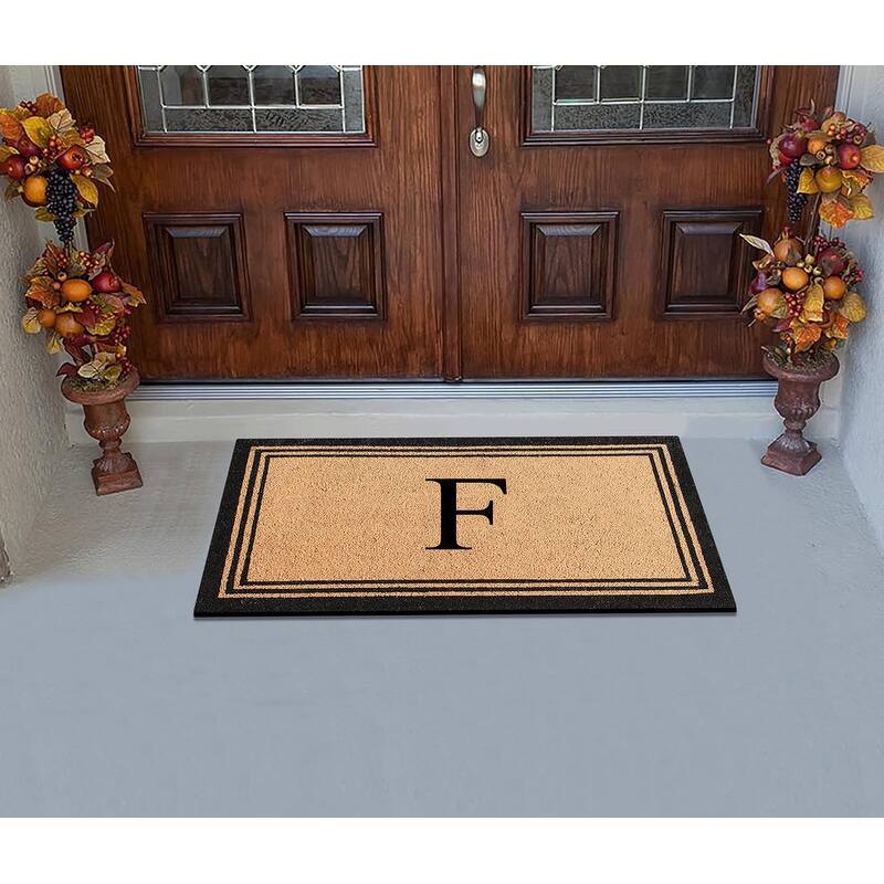 A1HC Pure Natural Coir Monogrammed Heavy Duty PVC Backing Doormat