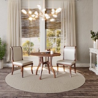 Traditional Kitchen Set with Upholstered Chairs and Round Dining Table ...