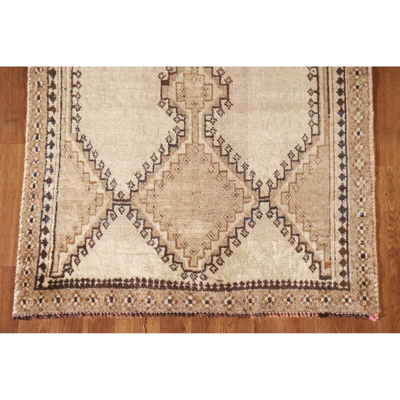 Geometric Gabbeh Persian Vintage Area Rug Hand-knotted Wool Carpet - 3'2"x 5'11"