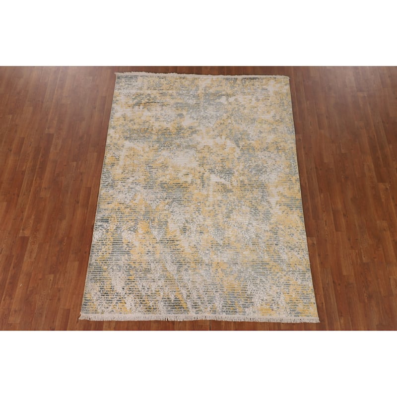 All-Over Striped Abstract Area Rug Handmade Wool Carpet - 5'6"x 7'6"