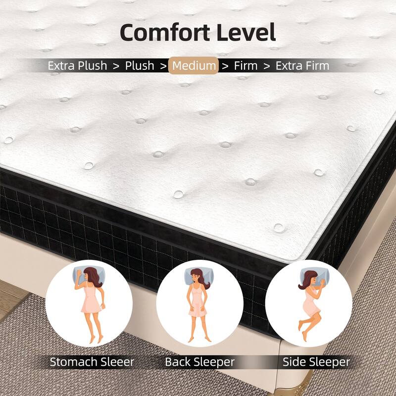 12 Inch Euro Top Memory Foam Hybrid Mattress in a Box