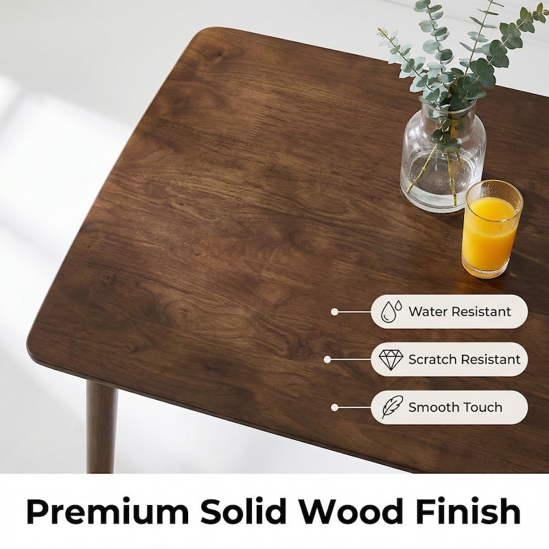 Solid Wood Dining Table, 47"Rectangular Dining Table, Mid Century Modern Kitchen Table with Rounded Corners, Easy to Assemble