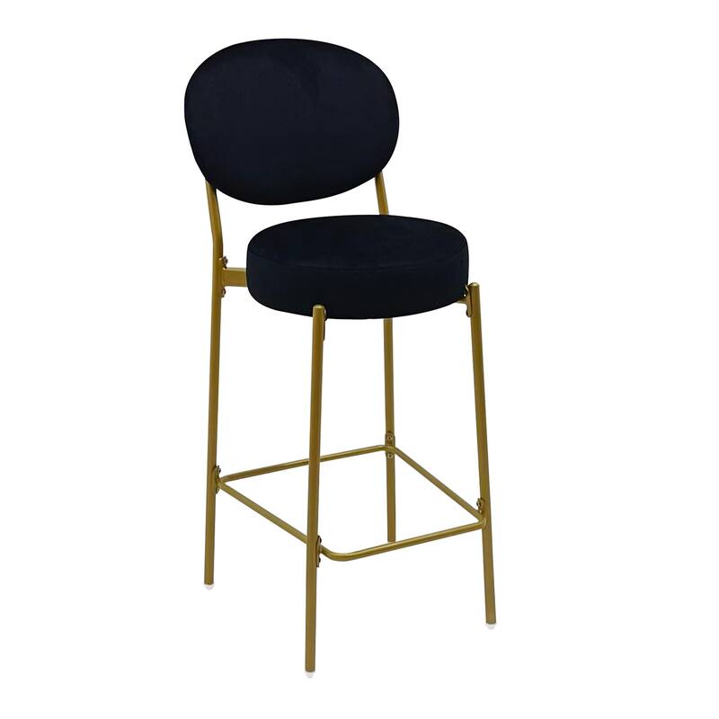 GDFStudio - Lunara Modern Velvet Upholstered Bar Height Bar Stool with Gold Metal Legs, Backrest & Footrest, Set of 2 - 41.34"H