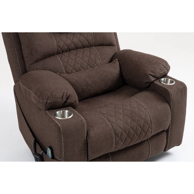 Velvet Oversized Power Lift Recliner Chair, Dual OKIN Motors & Cup Holders