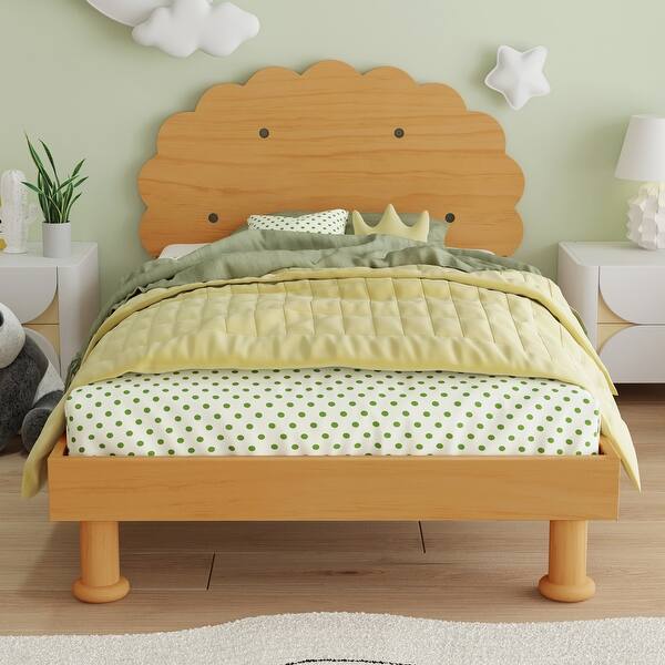 slide 2 of 10, Kids Cookie Twin Bed Frame, Adjustable Height, No Box Spring Walnut