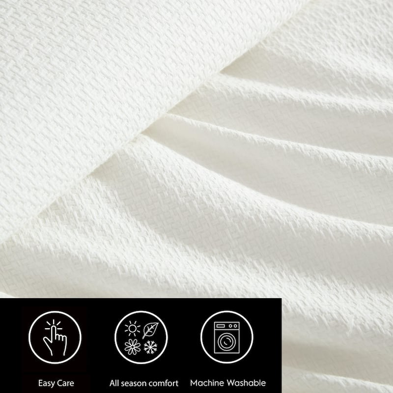 Vera Wang Threaded Basketweave Cotton White Reversible Comforter Set