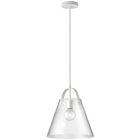 1 Light Incandescent Pendant, Matte White with Clear Glass