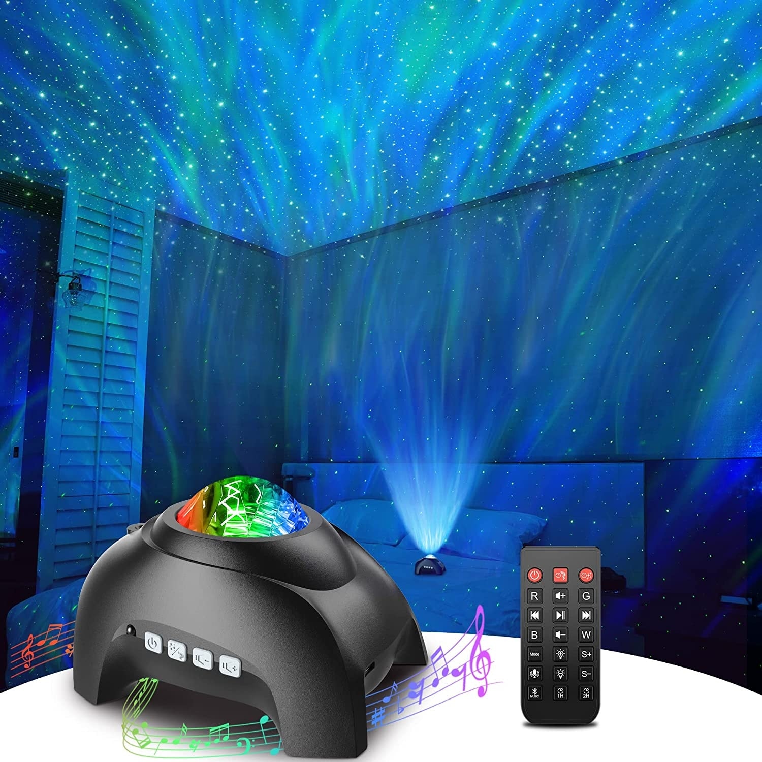 Star Projector Galaxy Night Light Space Dog LED Starry Nebula E-sports  Atmosphere Lamp with Bluetooth Speaker APP Remote Control