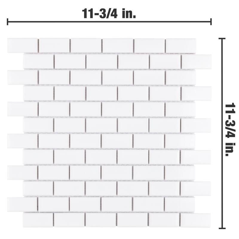 Merola Tile Metro Subway Glossy White 11-3/4" x 11-3/4" Porcelain Mosaic Tile