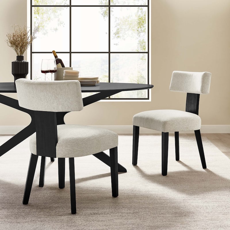 Nalani Dining Chairs - Set of 2 - Heathered Weave Ivory Black