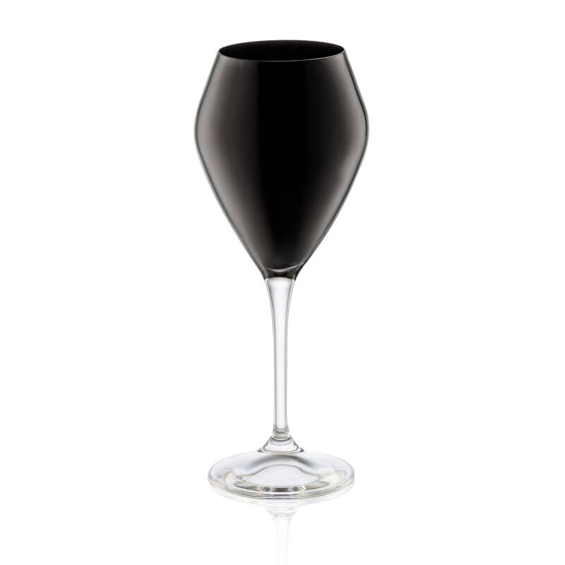 Alice Pazkus Set Of Six Black Wine Glasses With Clear Stem - 3 X 3