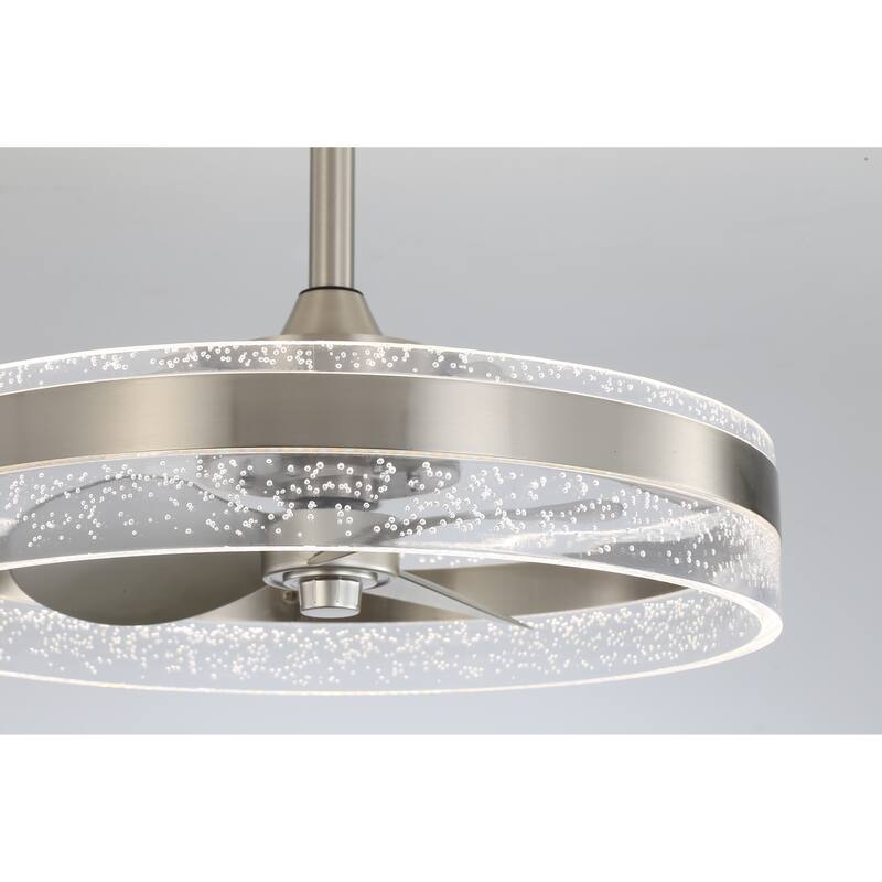 20 Inch Wet Rated Caged Ceiling Fan With Light and Remote Control Dimmable LED Chandelier