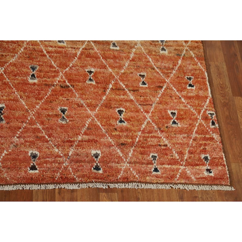 Trellis Moroccan Oriental Area Rug Handmade Wool Carpet - 6'9" x 9'8"