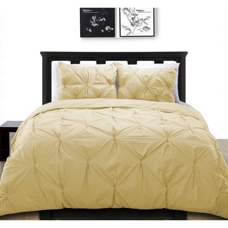 Cottonpure 100-percent Cotton Pintuck Duvet Cover Mini Set - Wheat - Twin