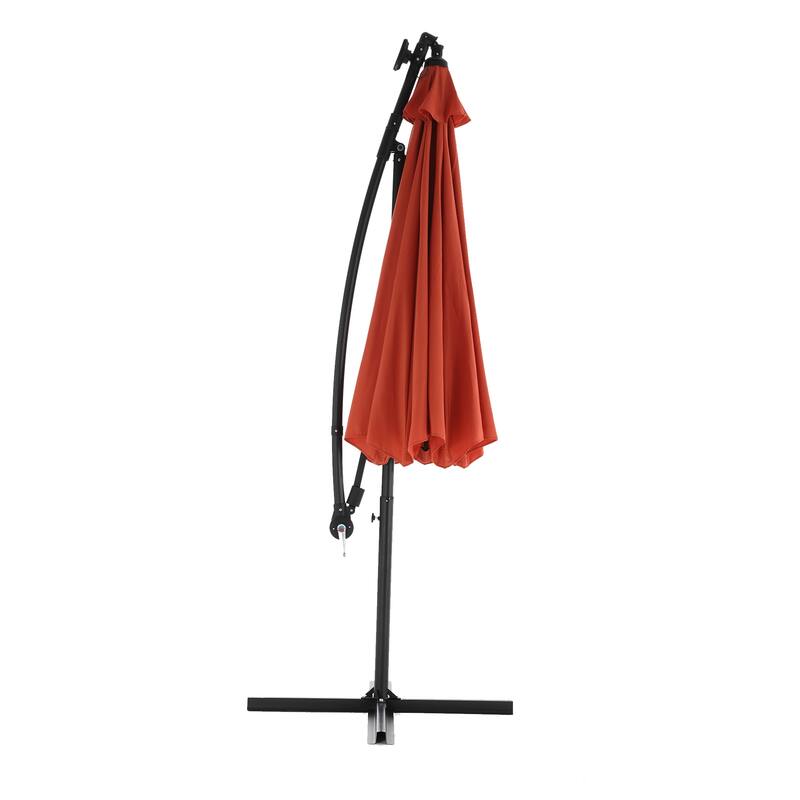 10ft Solar LED Offset Hanging Market Patio Umbrella