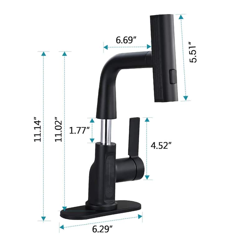 LED Temperature Display Bathroom Faucet with Pull Out Sprayer