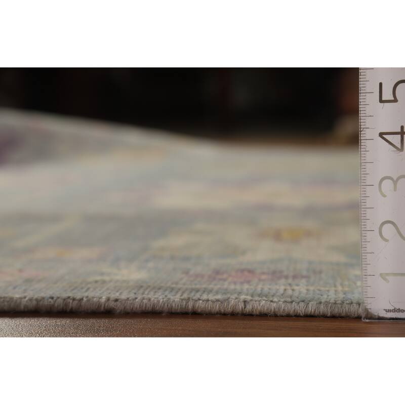 Hand Knotted Oriental 100% Wool Carpet Transitional All-Over Navy Blue & Blues Oushak Area Rug - 9' 11'' X 8' 2''