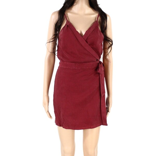 womens red wrap dress