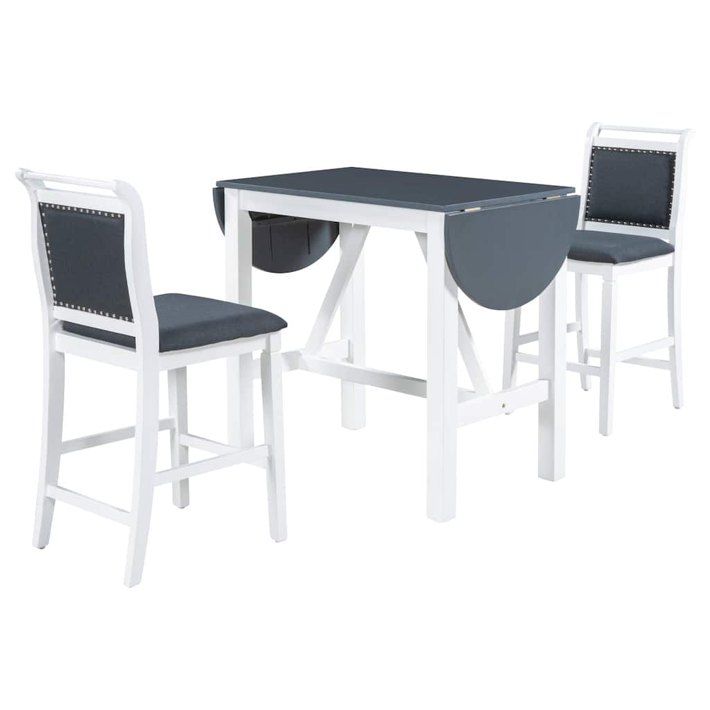 Wood Counter Height Drop Leaf Dining Table Set (Set of 3)