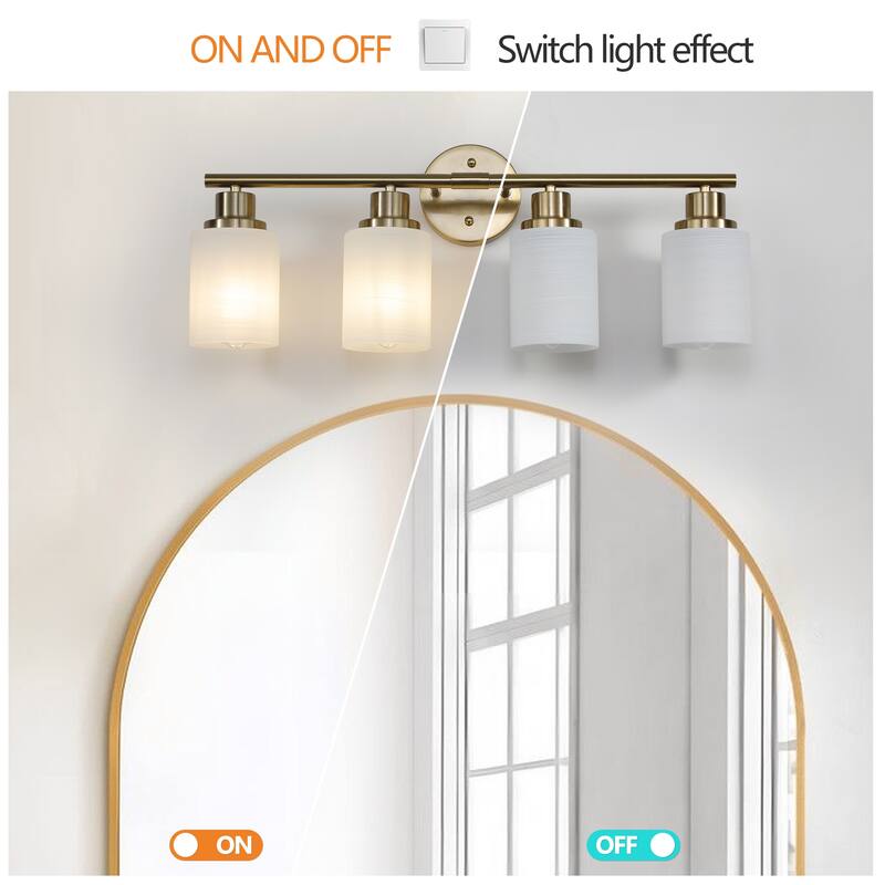 24" Modern 4-Light Vanity Wall Sconce, with Frosted Glass Shades for Bathroom or Hallway Lighting (No Bulbs)