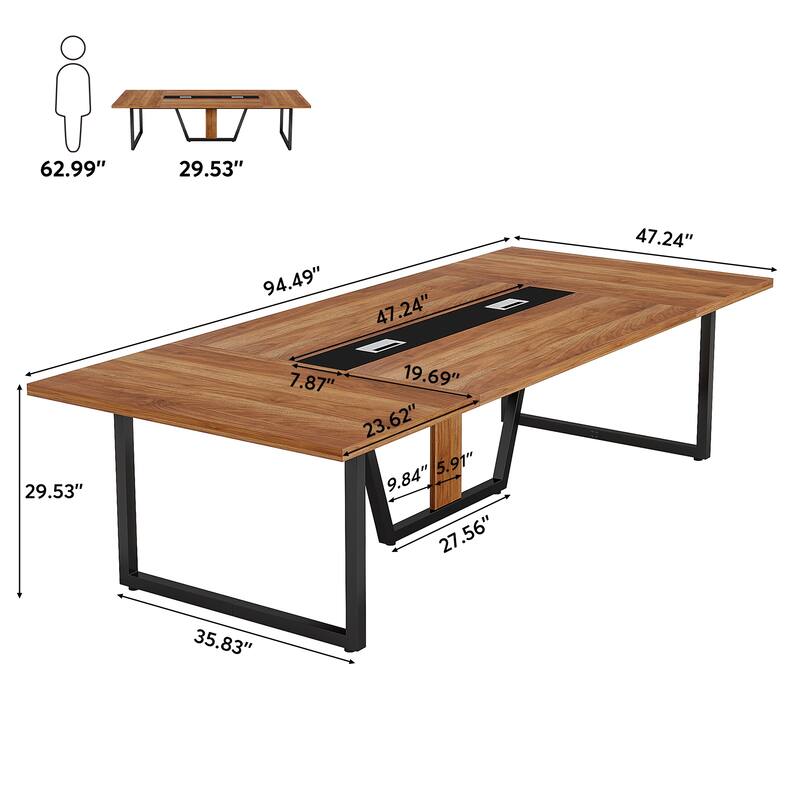 8FT Conference Table, 94.49 L Large Meeting Table for 10 People