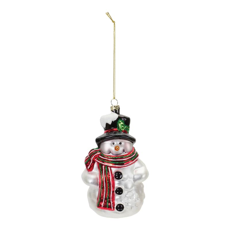Set of 6 Glittered Glass Snowman Christmas Ornaments 5.25"